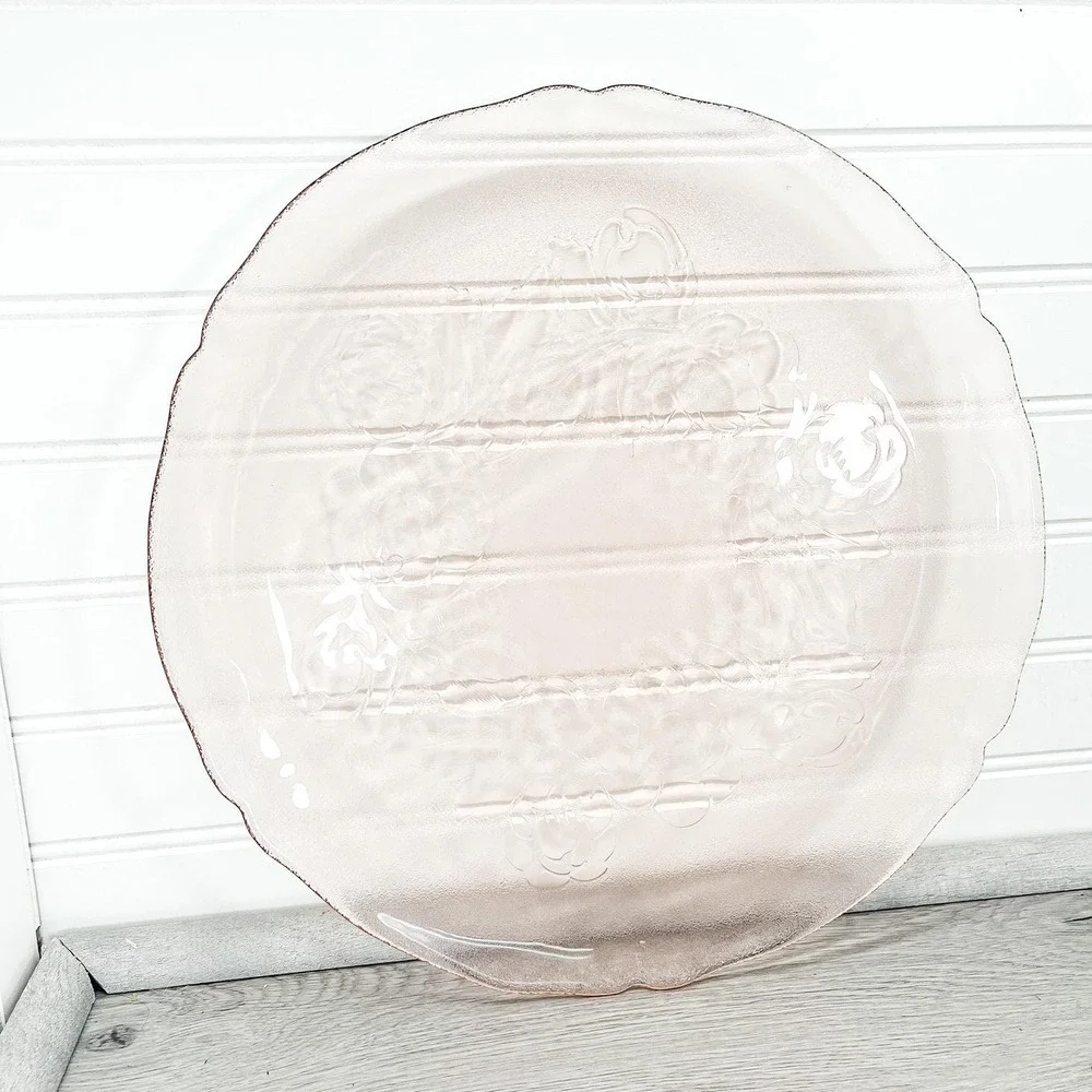 Vintage Pink Glass Dinner‎ Plate: Jeanette Windsor Platter